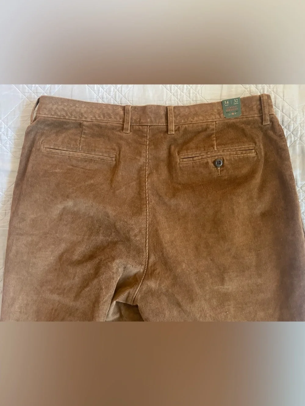 J. CREW Broken-in Straight pant in stretch‎ corduroy in Duckwood SZ 34 NWD CM717